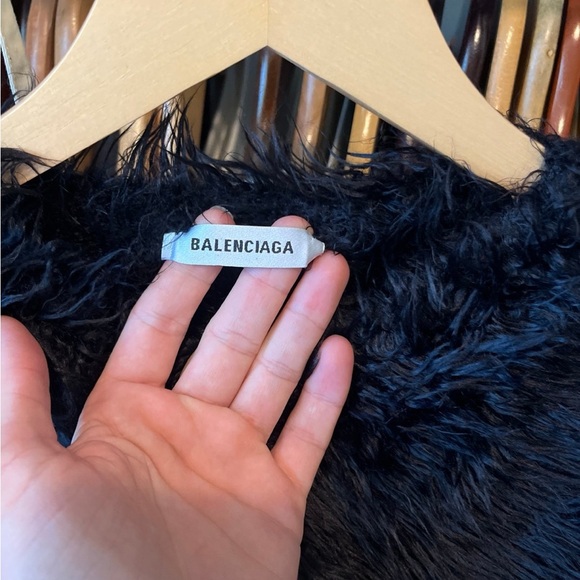 Balenciaga Faux Fur Fuzzy Black Sweater - Picture 2 of 7